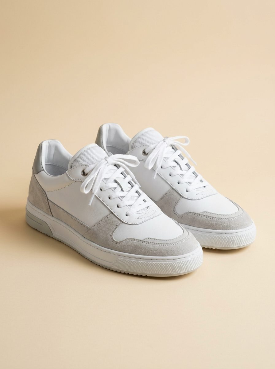 Clean white and grey sneakers